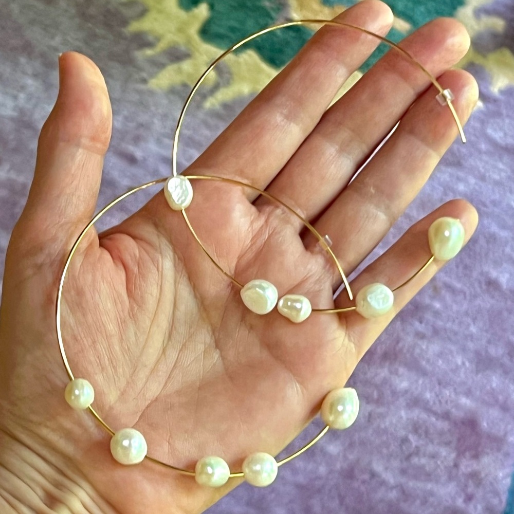 🌺🎉HP🎉🌺 NWT Cult Gaia Nubia XL Baroque Pearl Earrings - Picture 9 of 16